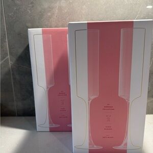 Anthropologie “Morgan” Pink Flute Glasses Set (4)
